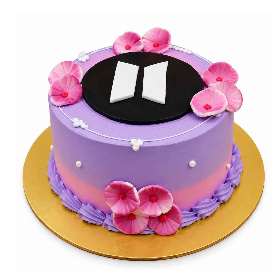 Purple Floral Designer Cake