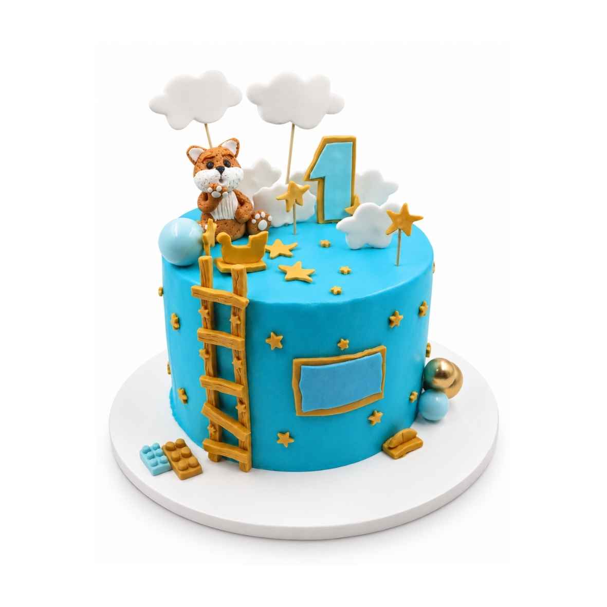 Fox & Moon 1st Birthday Cake