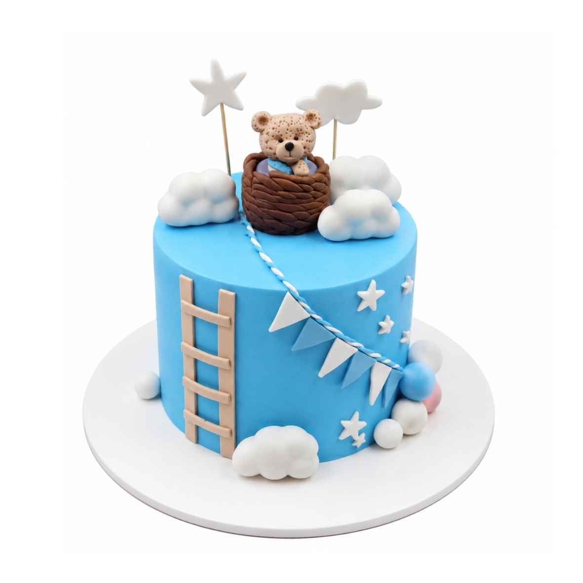 Teddy Bear Cloud Theme Cake