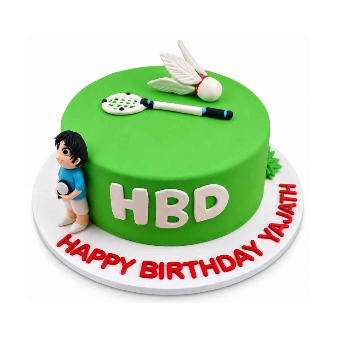 Green Badminton Birthday Cake