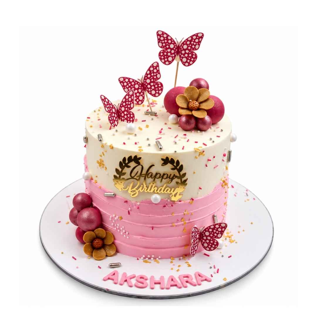 Pink Butterfly Birthday Cake