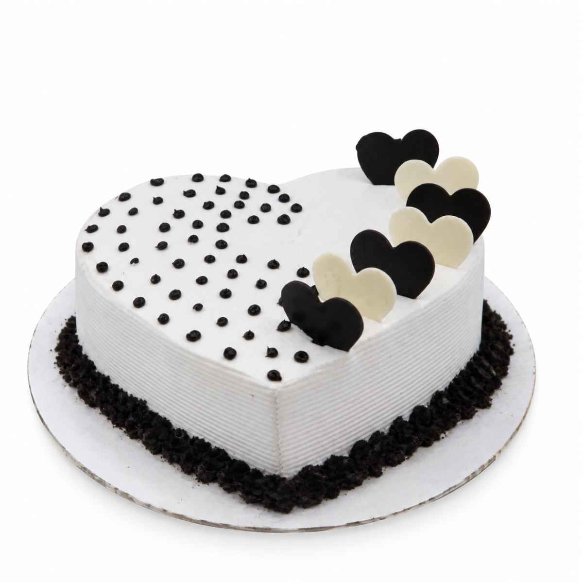 Black and White Heart Cake