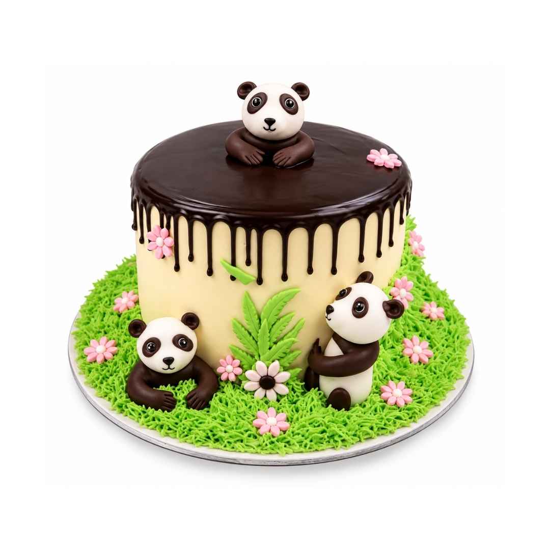 Panda Garden Theme Cake
