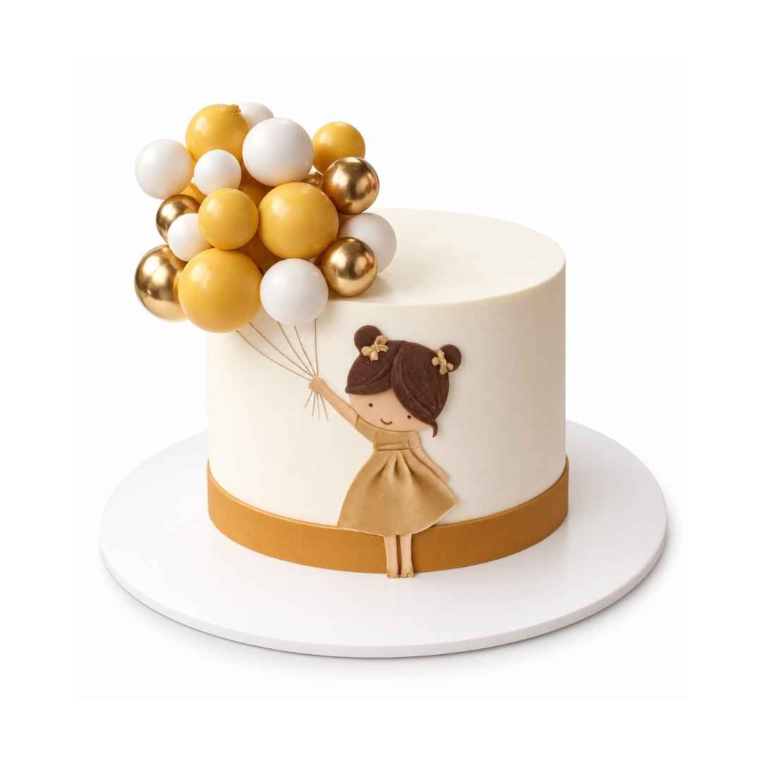 Girl with Balloons Theme Cake