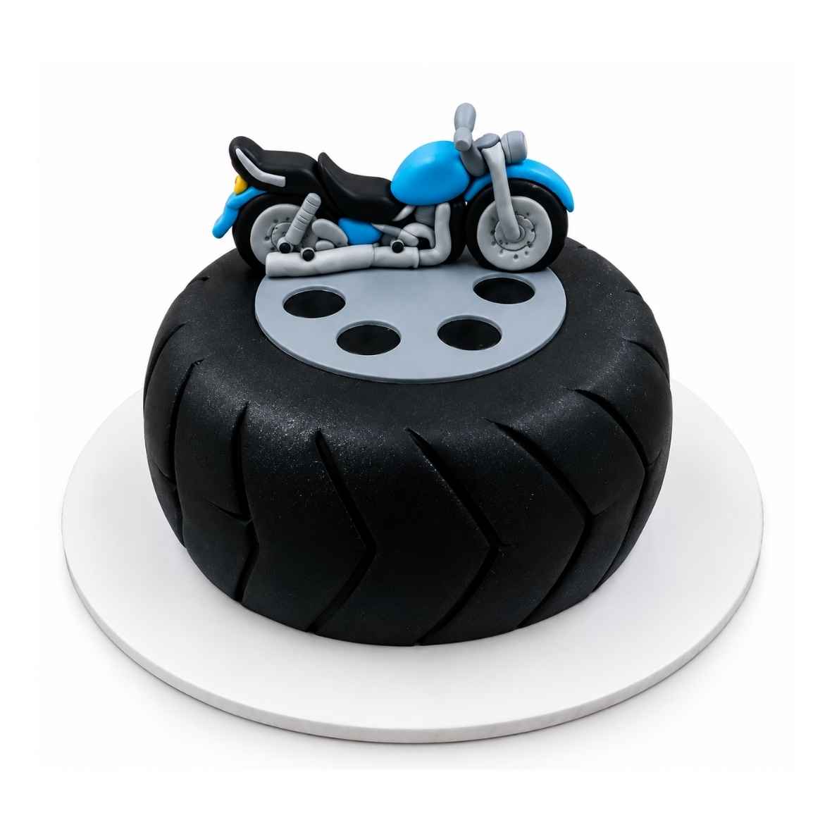 Blue Motorcycle Theme Cake