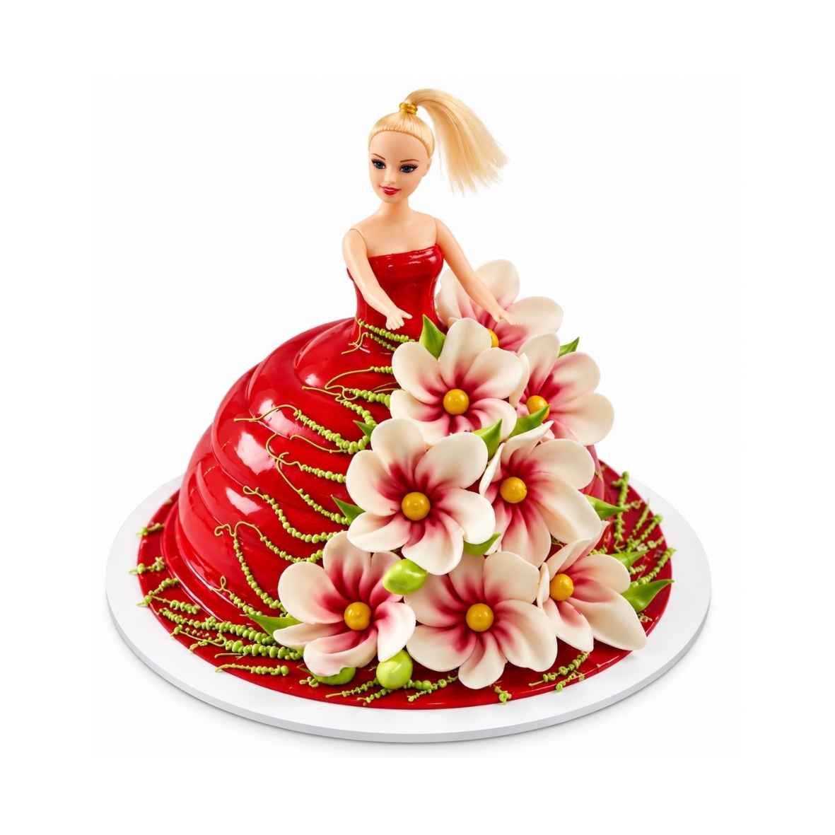 Red Floral Doll Cake