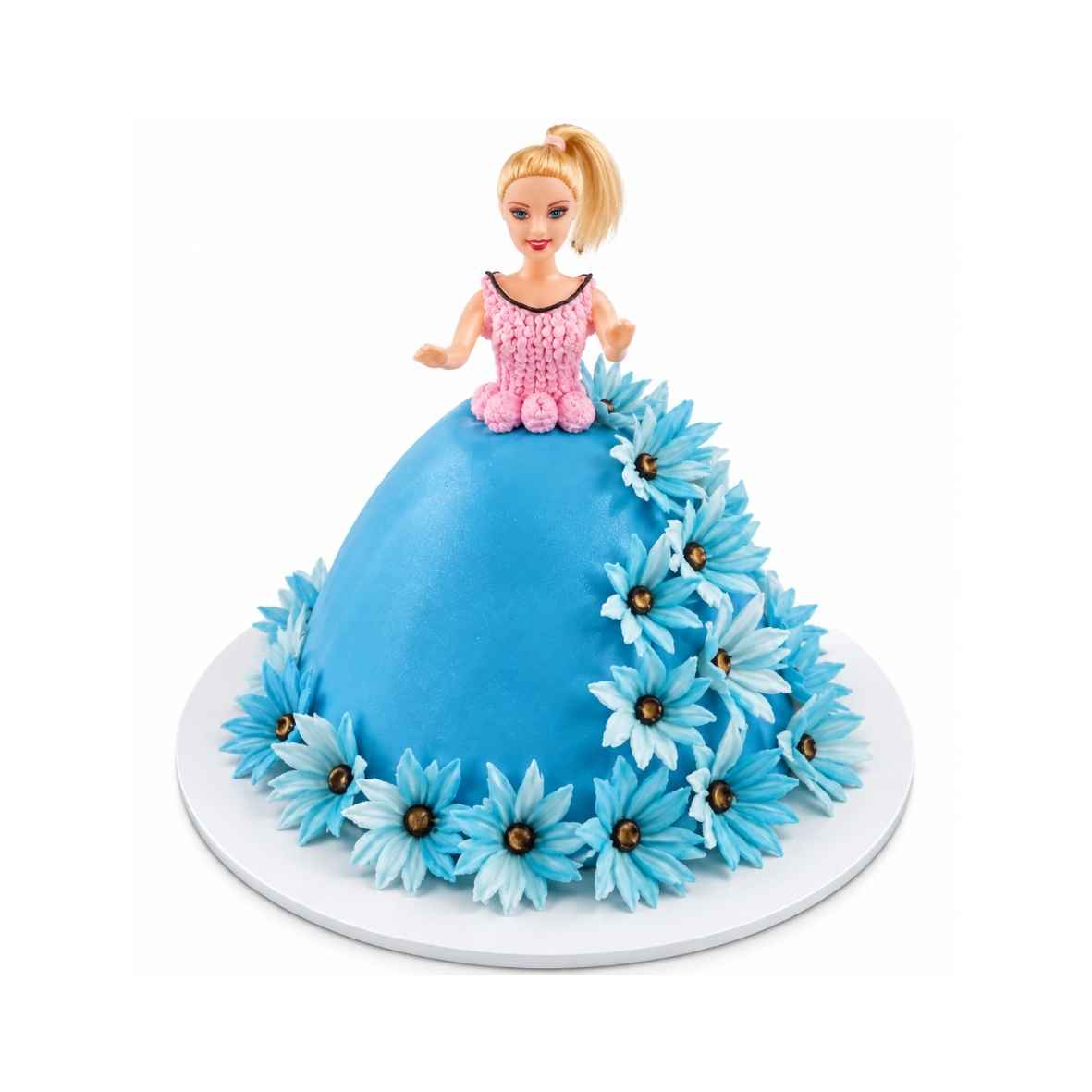 Blue Floral Doll Cake