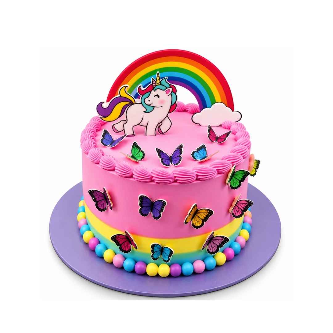 Unicorn Rainbow Butterfly Cake