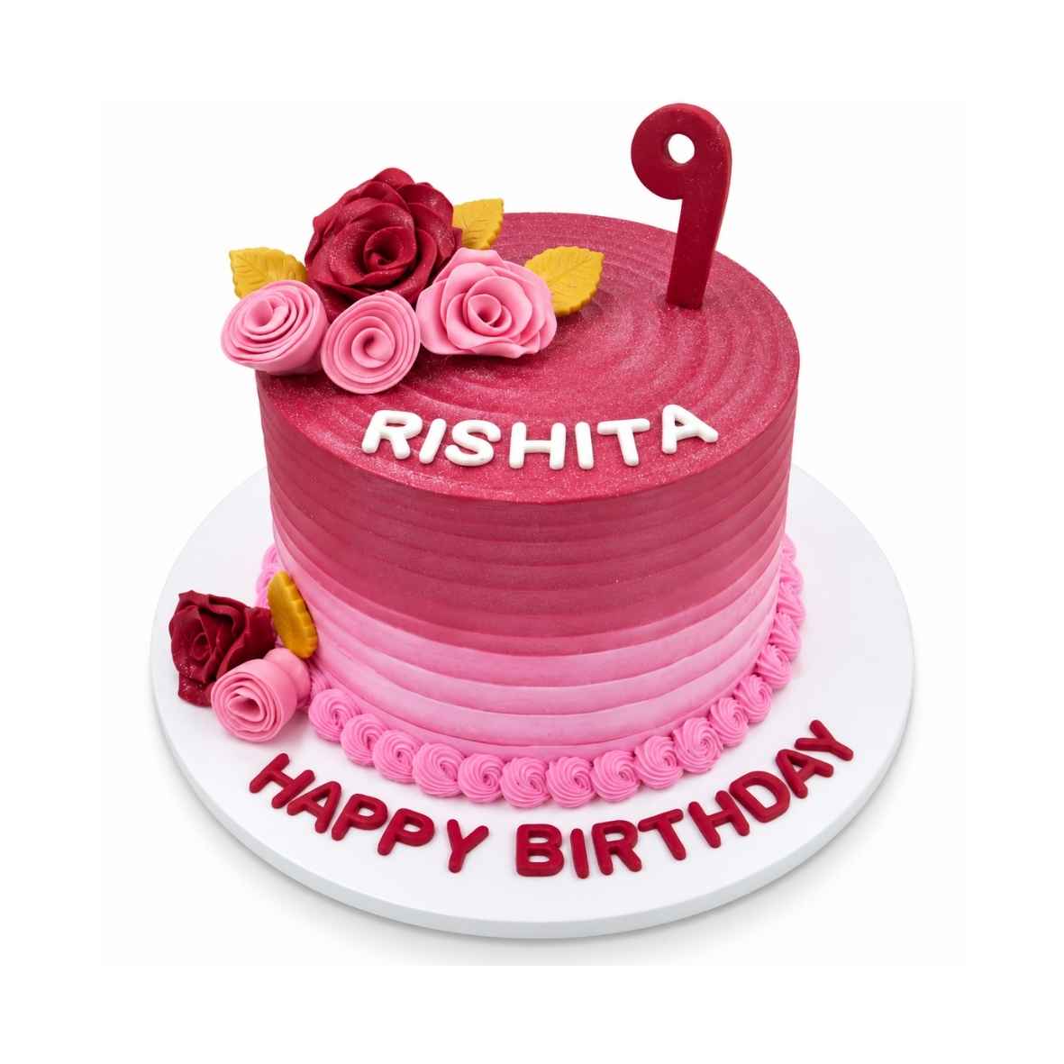 Floral 9th Birthday Cake