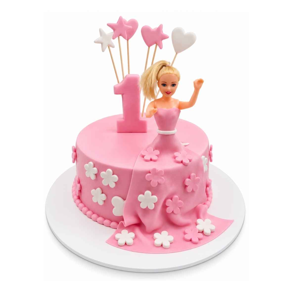 Floral Doll 1st Birthday Cake