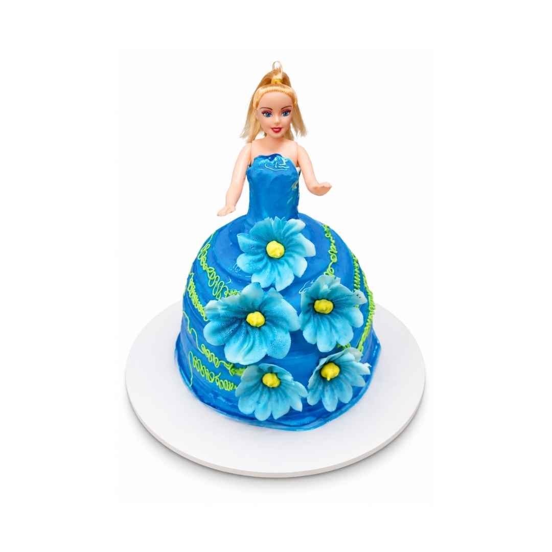 Blue Floral Doll Dress Cake
