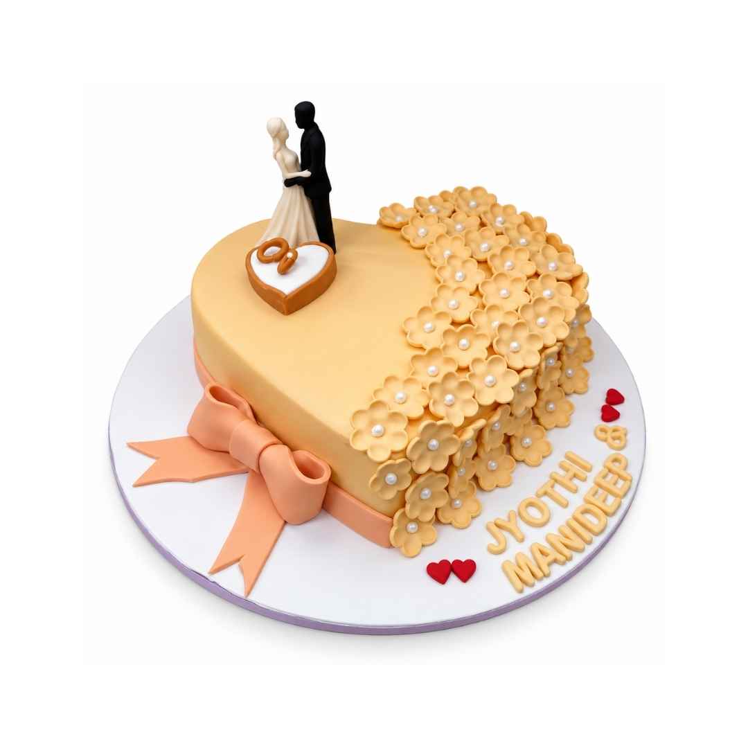 Golden Floral Couple Cake