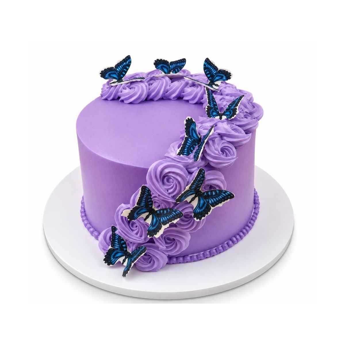 Purple Butterfly Floral Cake