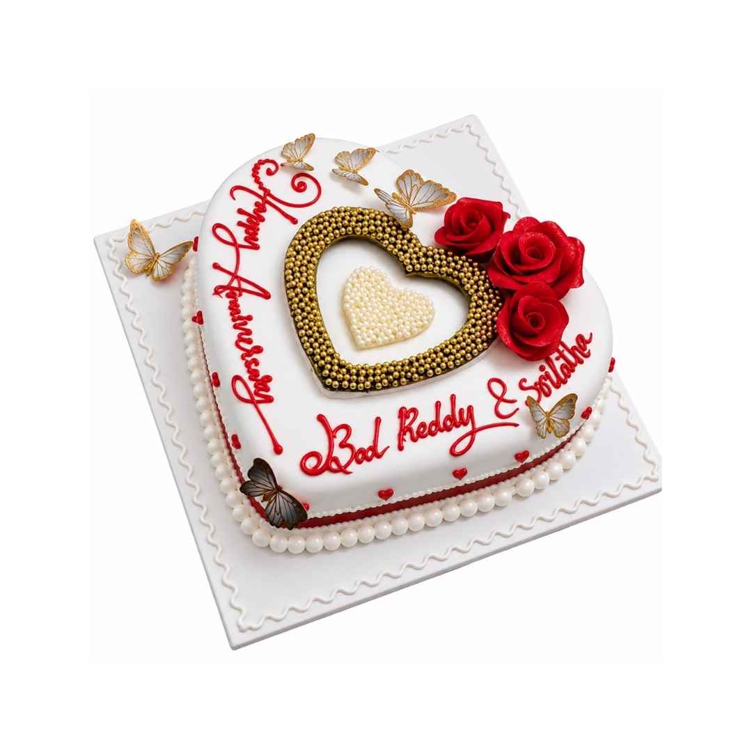 Rose Heart Anniversary Cake