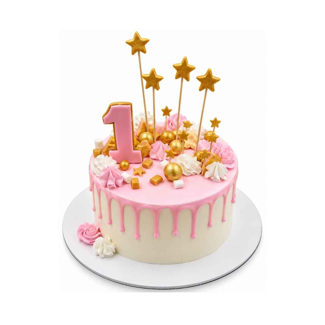 Pink & Gold First Birthday Cake