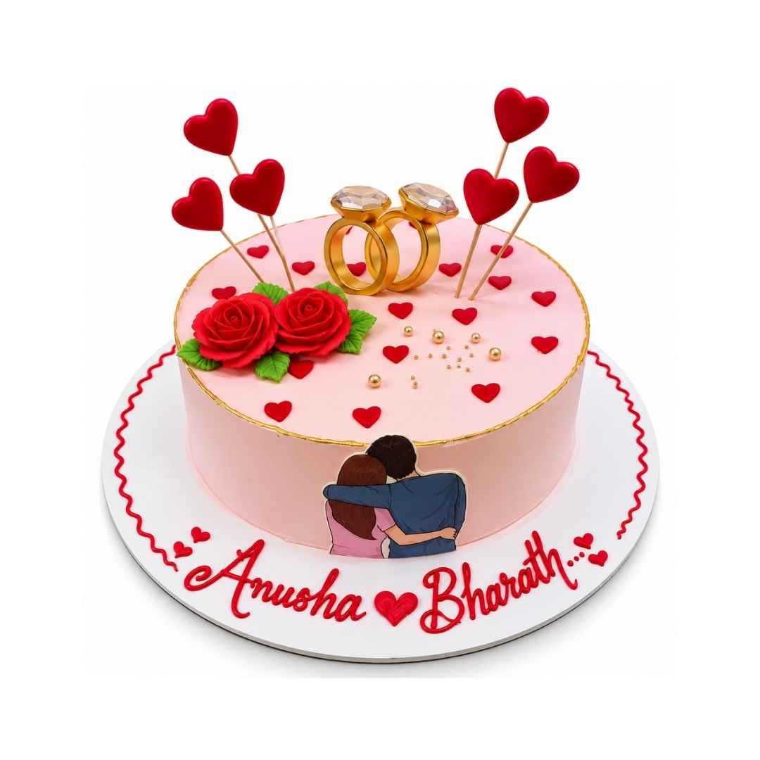 Romantic Couple Anniversary Cake
