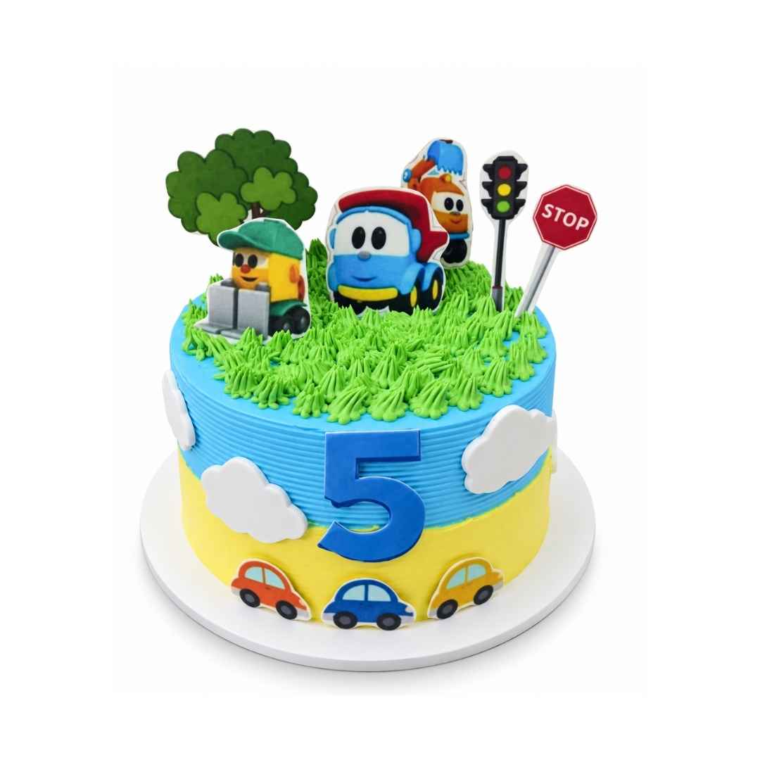 Car Cartoon 5th Birthday Cake