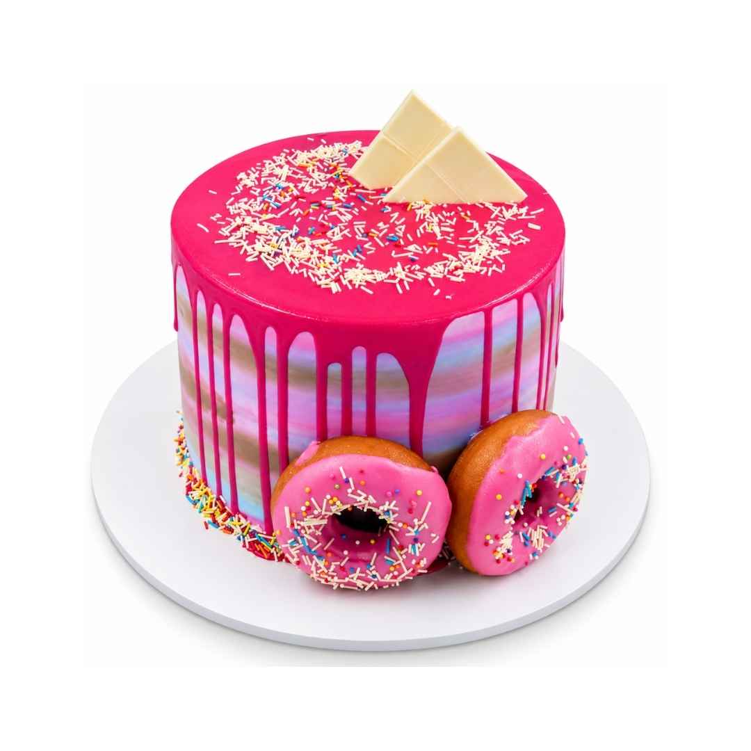 Pink Donut Drip Cake