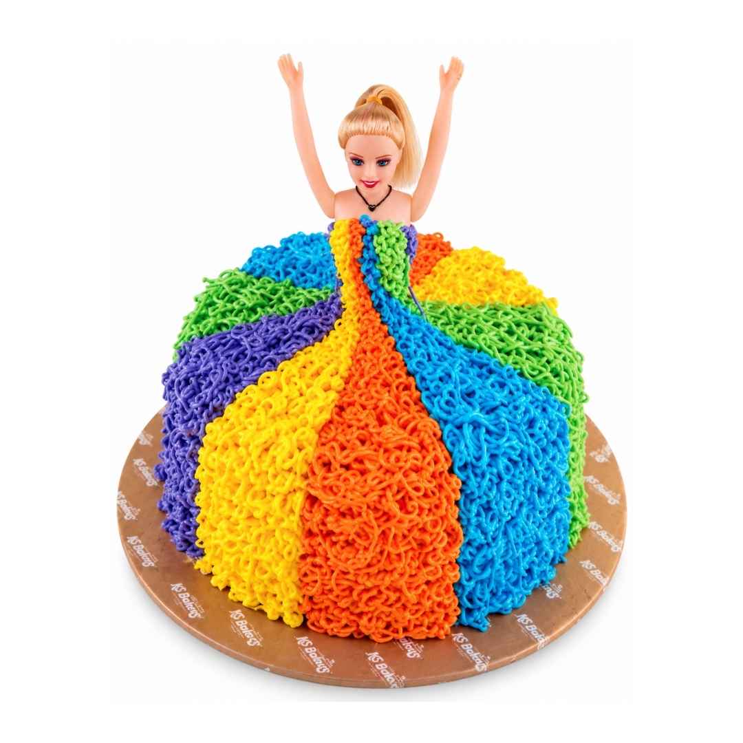 Rainbow Doll Dress Cake