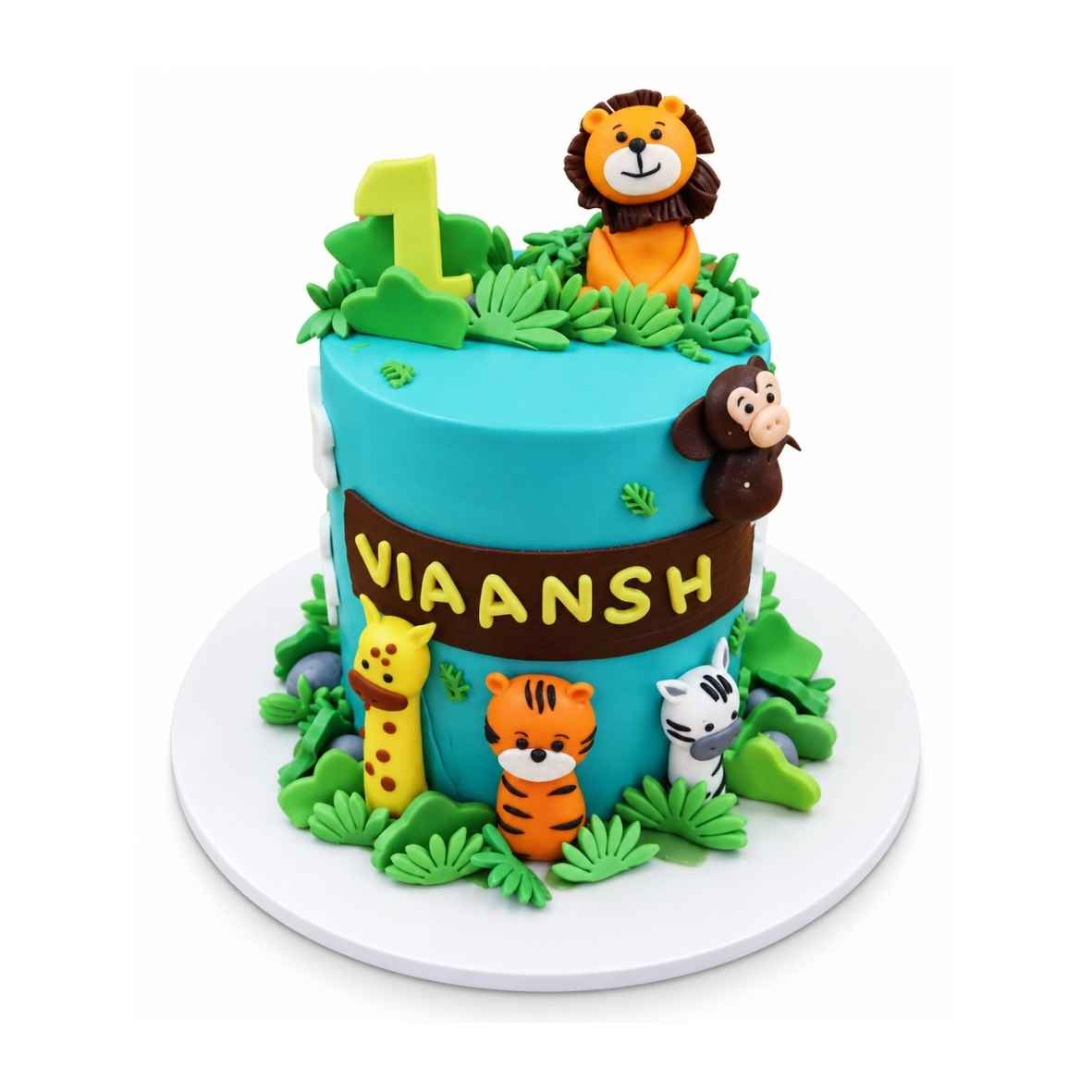 Jungle Animals 1st Birthday Cake