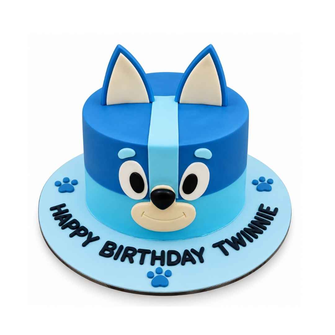 Blue Cartoon Dog Birthday Cake