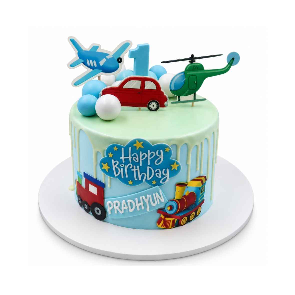 Transport Theme 1st Birthday Cake