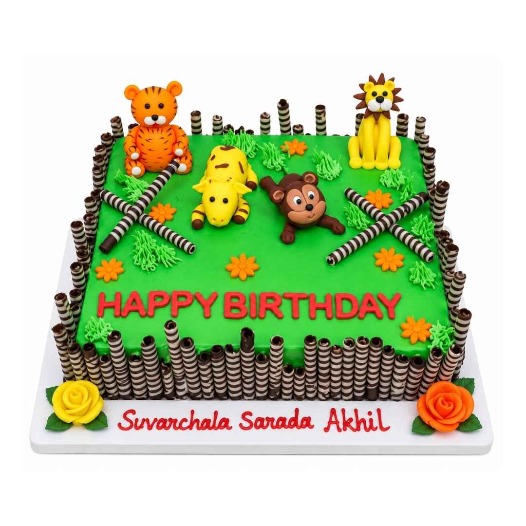 Jungle Animal Birthday Cake