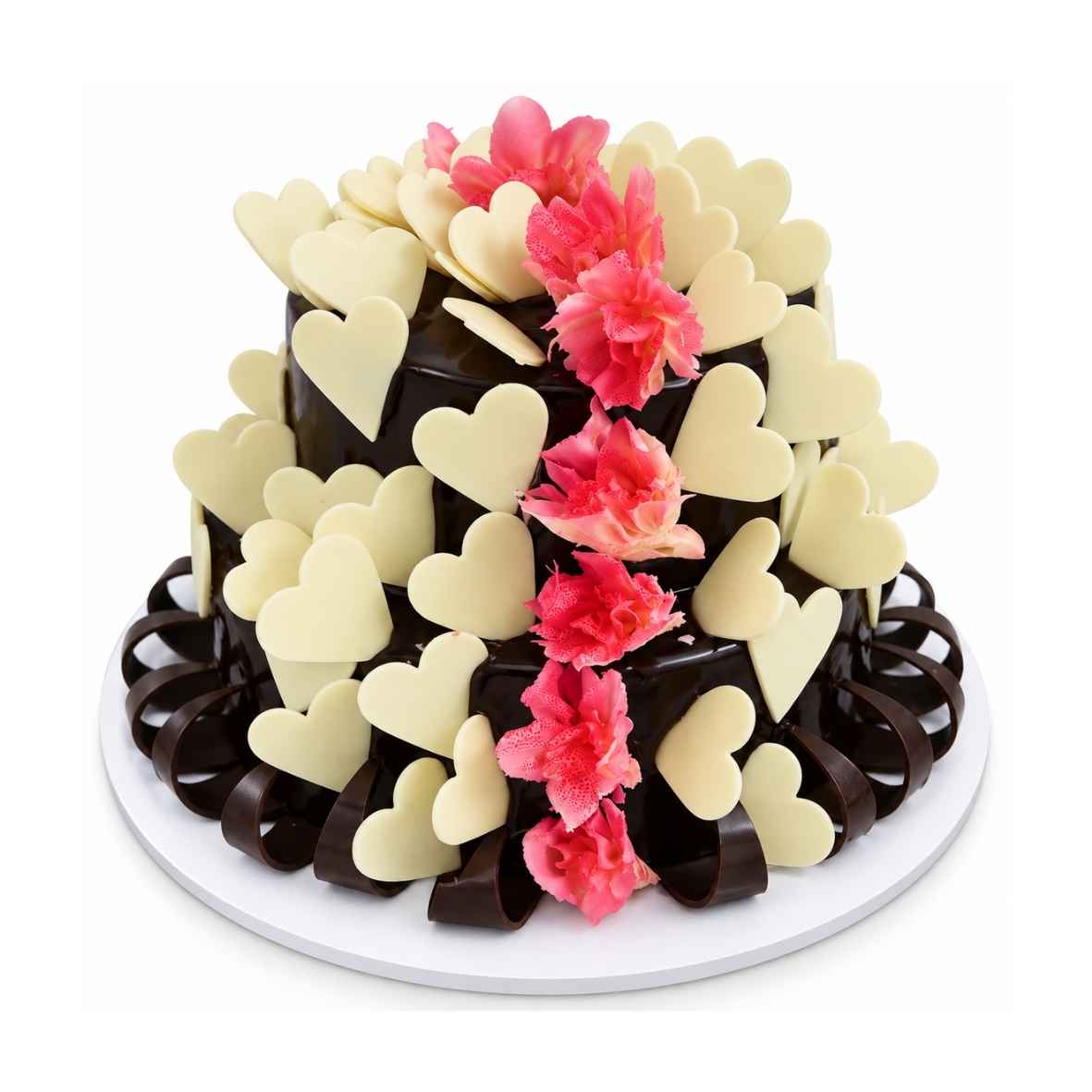 Chocolate Heart Floral Cake