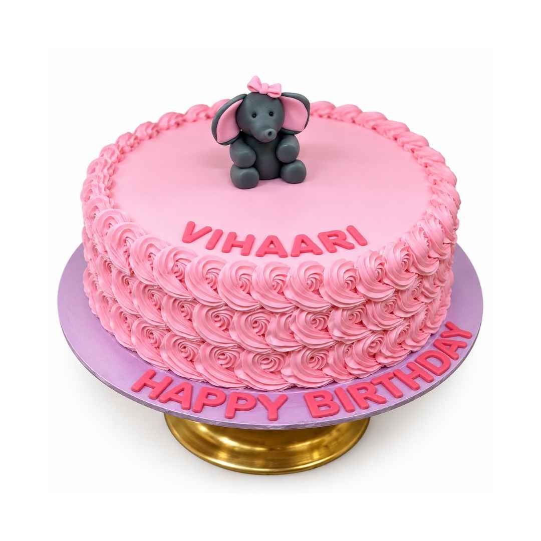 Pink Elephant Birthday Cake