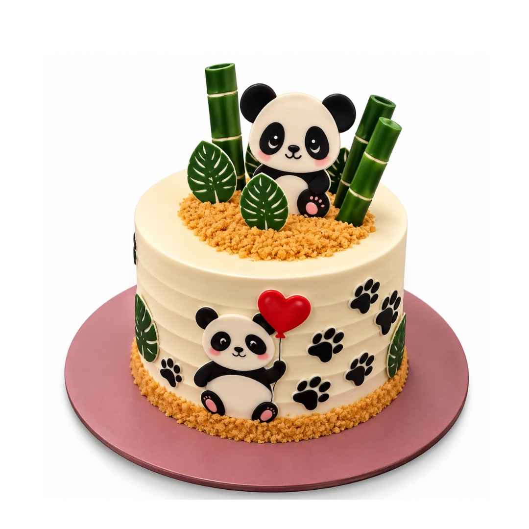 Panda Bamboo Theme Cake
