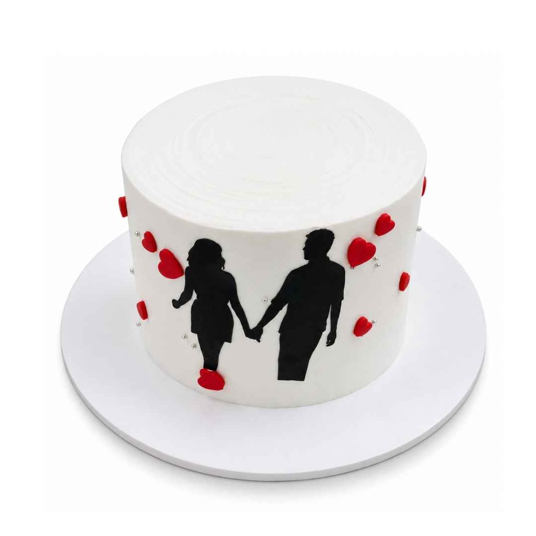 Couple Silhouette Anniversary Cake