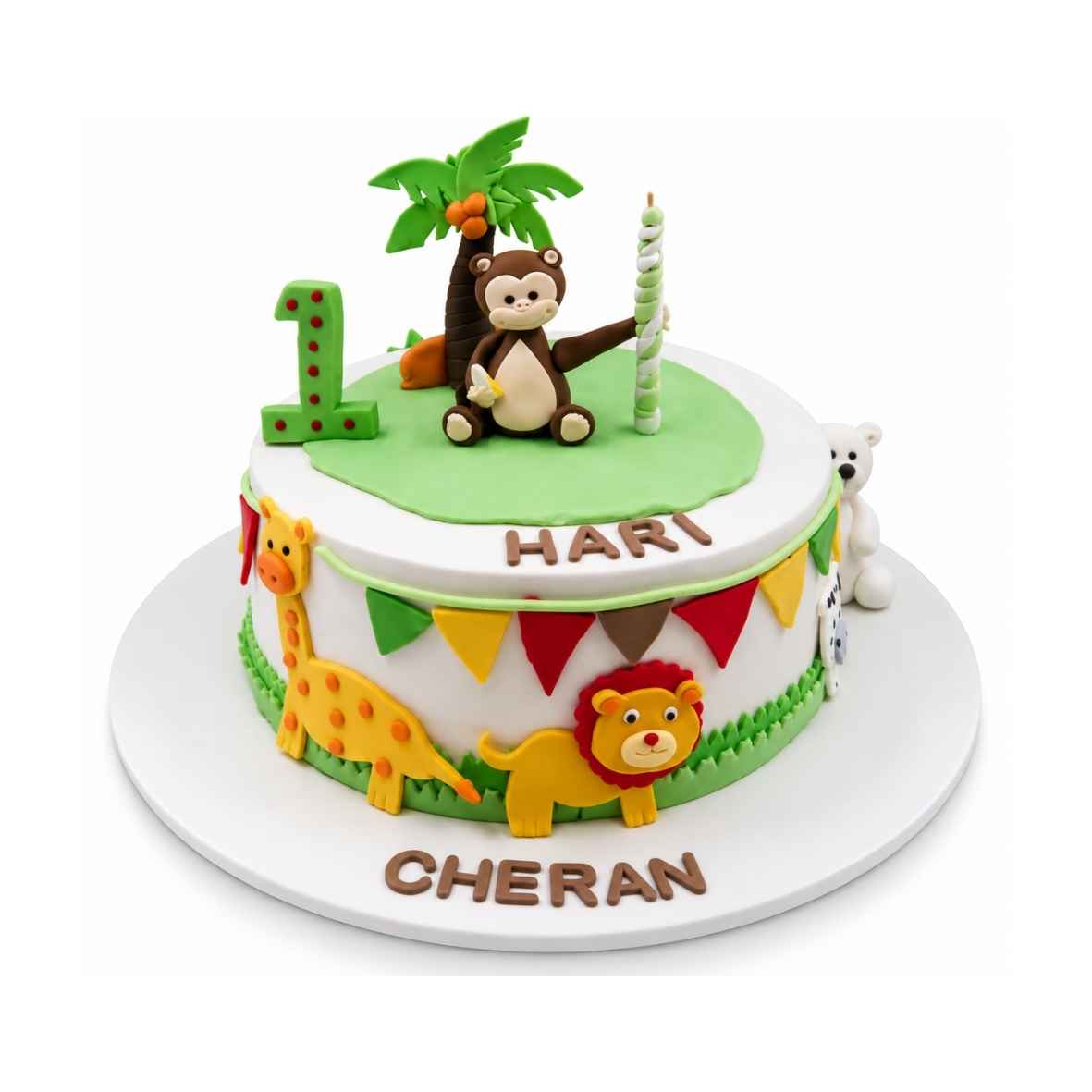 Jungle Safari 1st Birthday Cake
