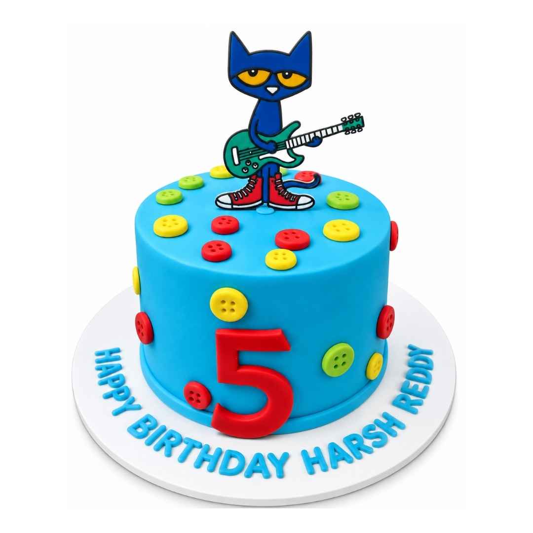Music Cat 5th birthday Cake