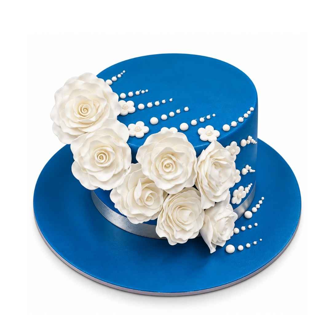 Blue & White Rose Designer Cake