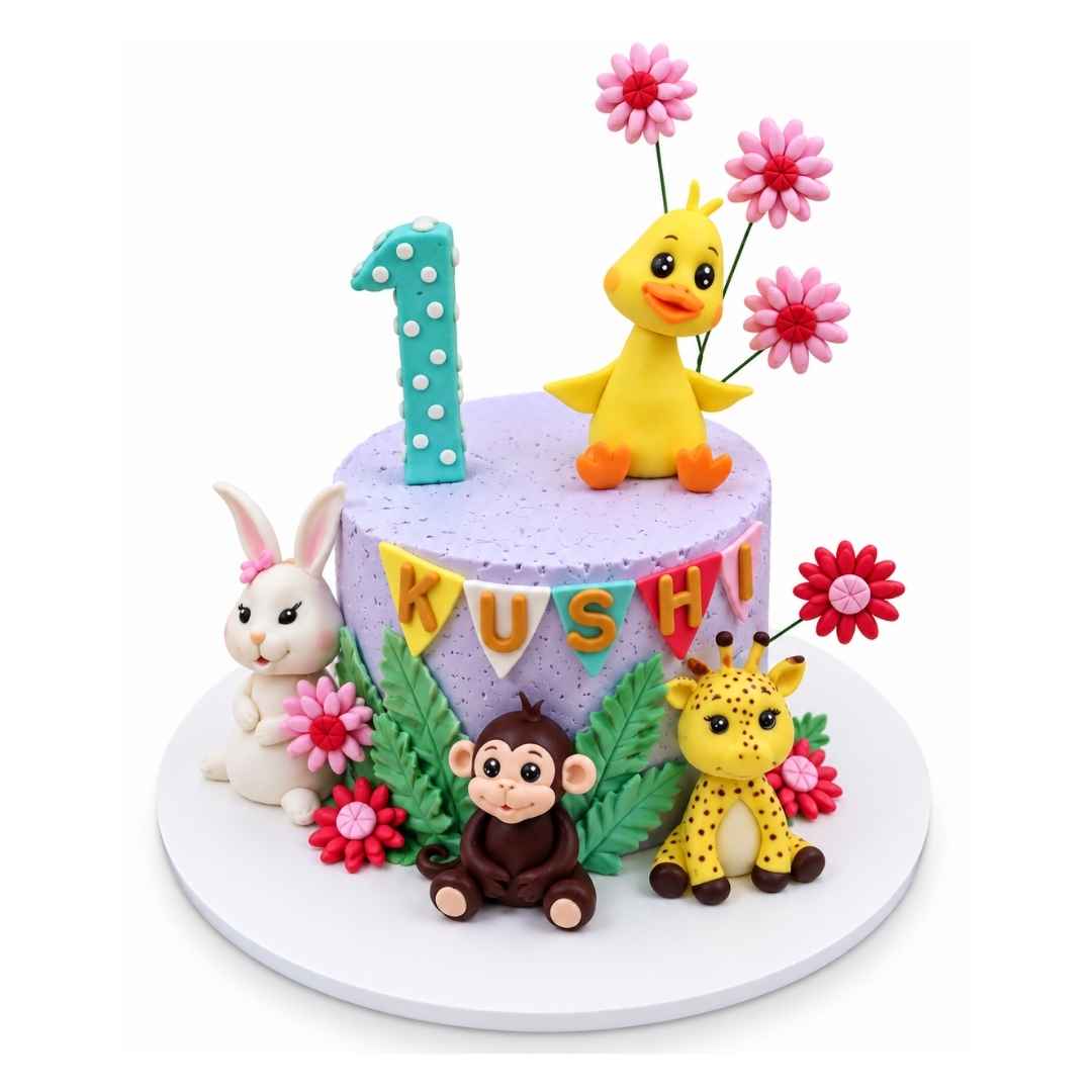 First Birthday Jungle Animals Cake