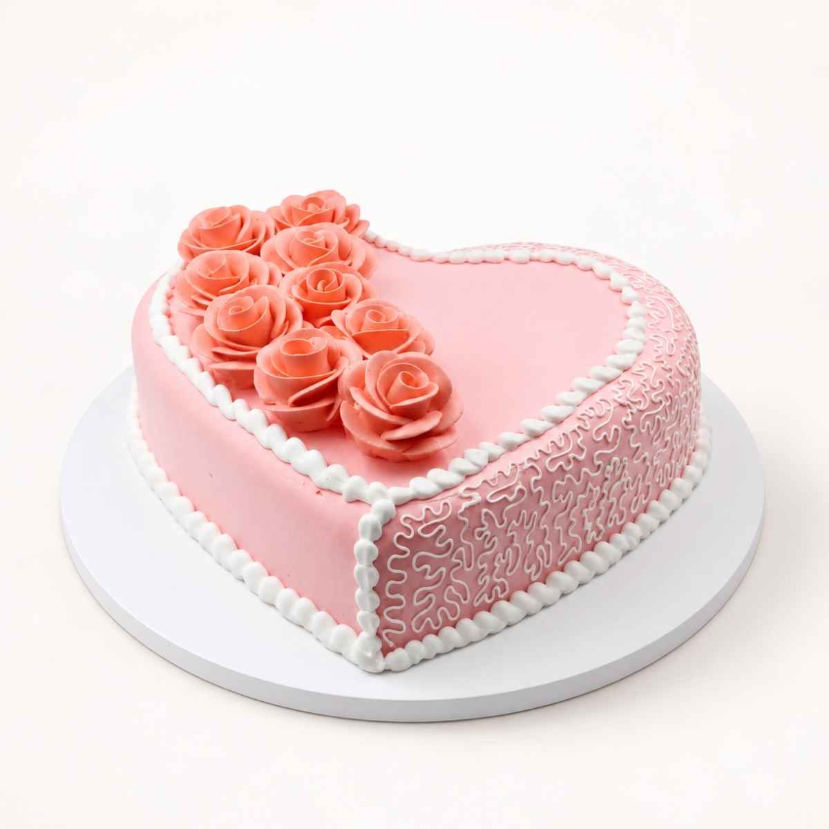Pink Heart Rose Cake