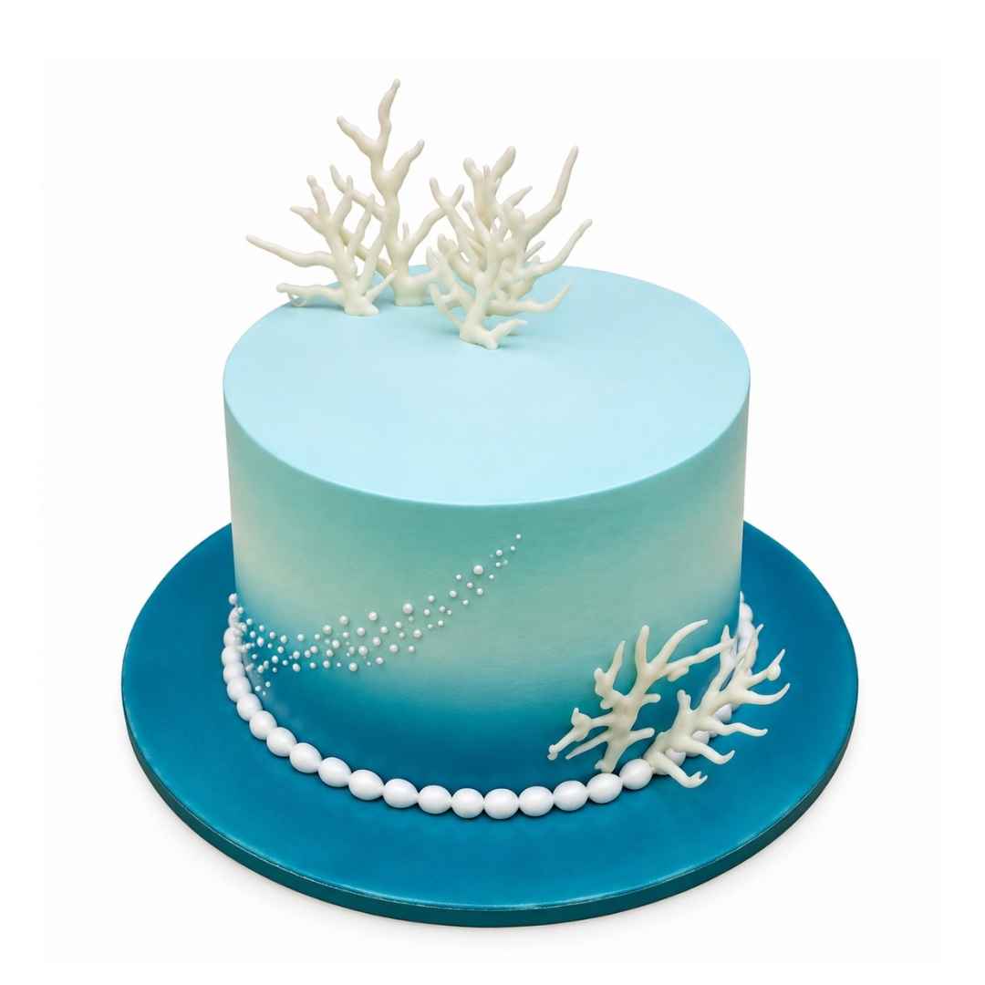 Blue Coral Ocean Theme Cake