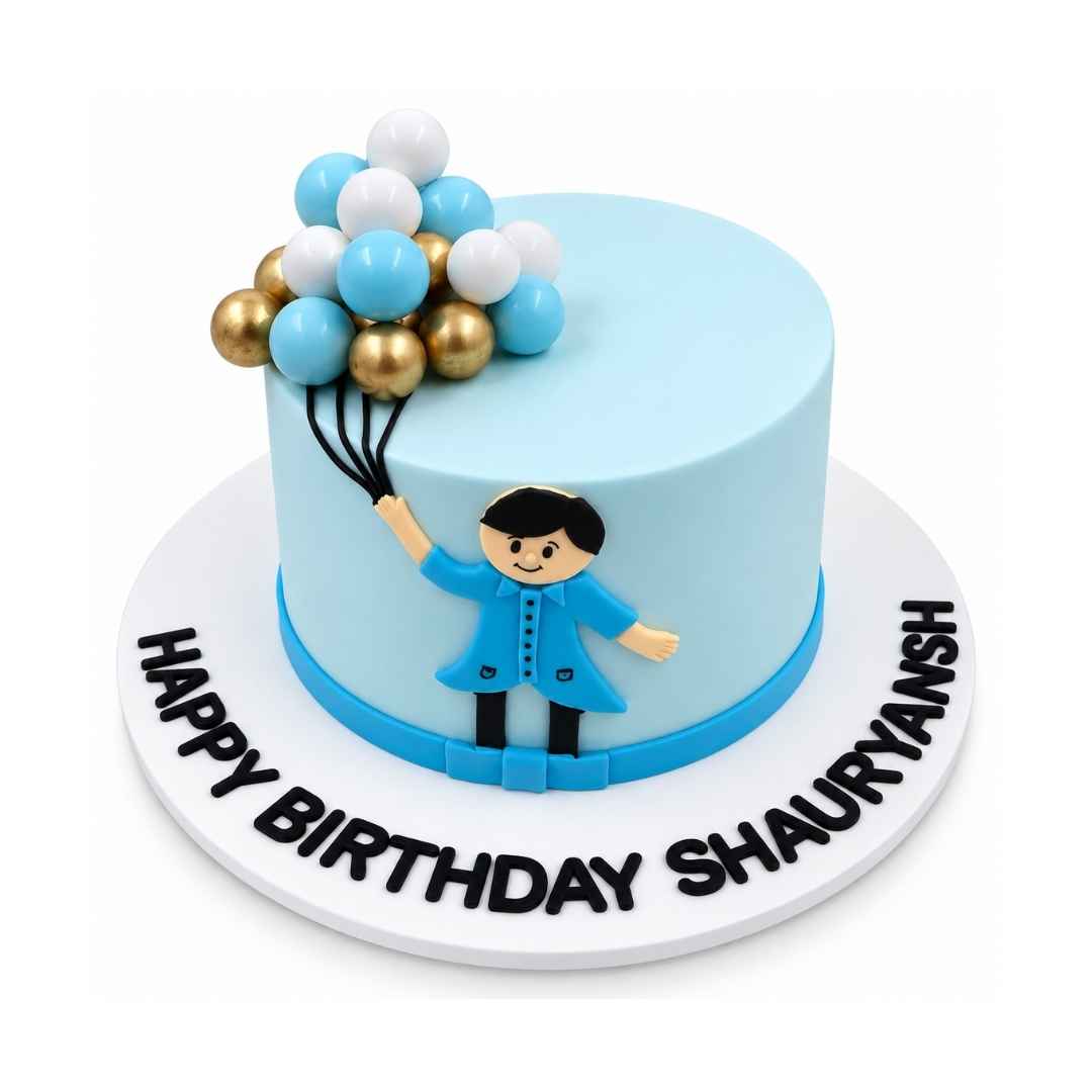 Blue Balloon Birthday Cake