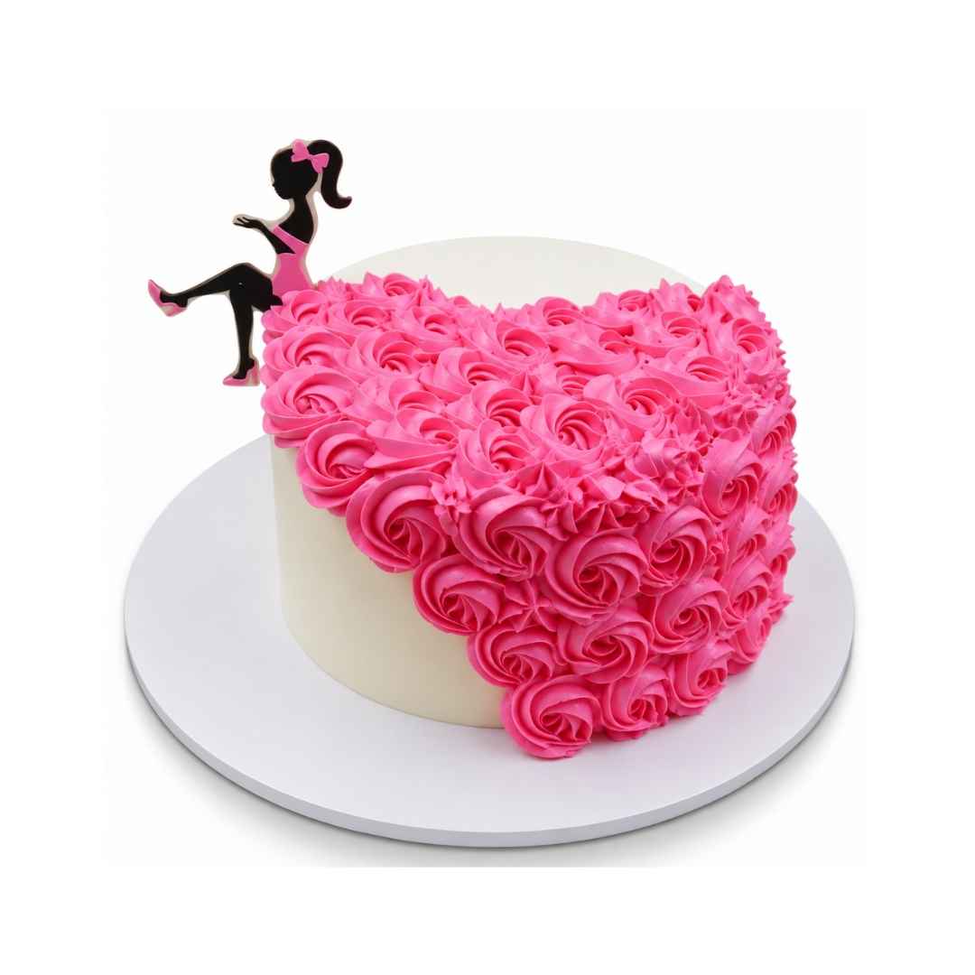 Pink Rose Heart Cake