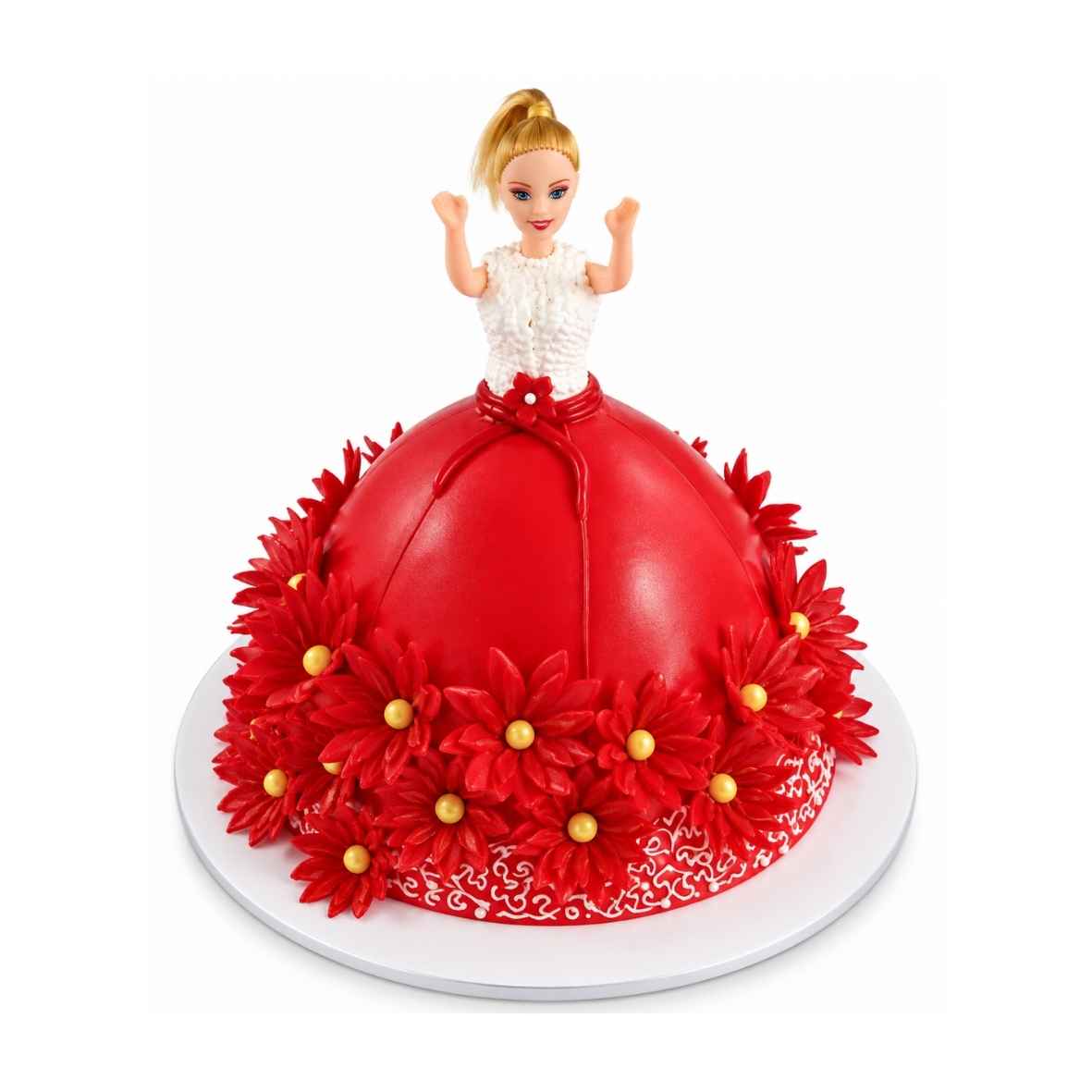 Red Flower Doll Cake