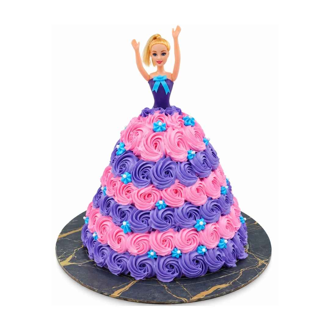 Pink and Purple Doll Dress Cake