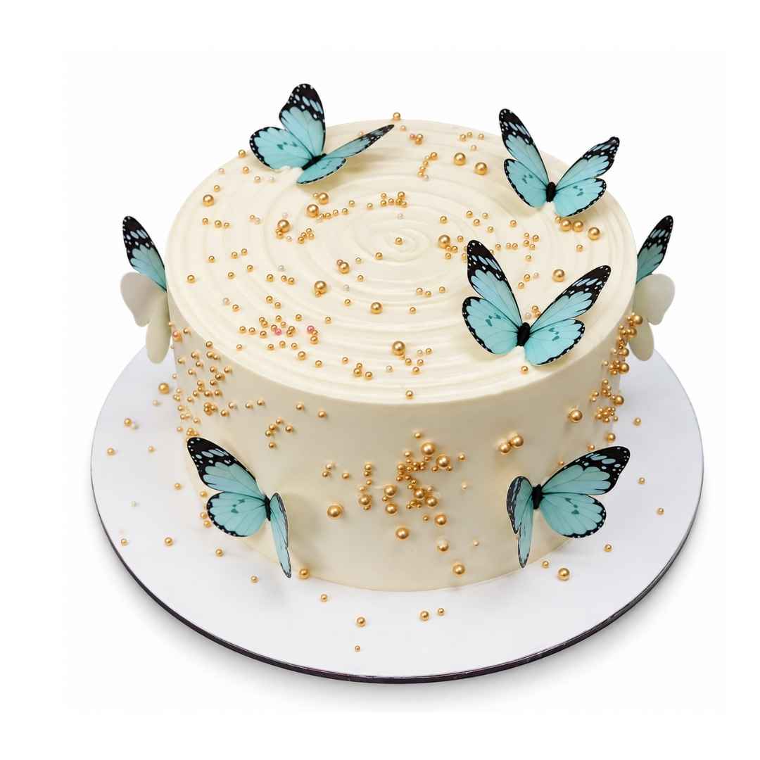 Blue Butterfly Pearl Cake