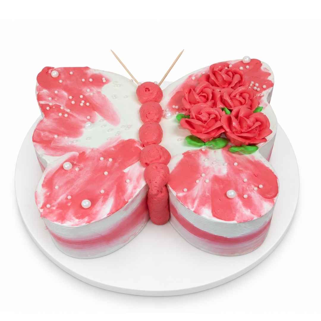 Pink Butterfly Rose Cake