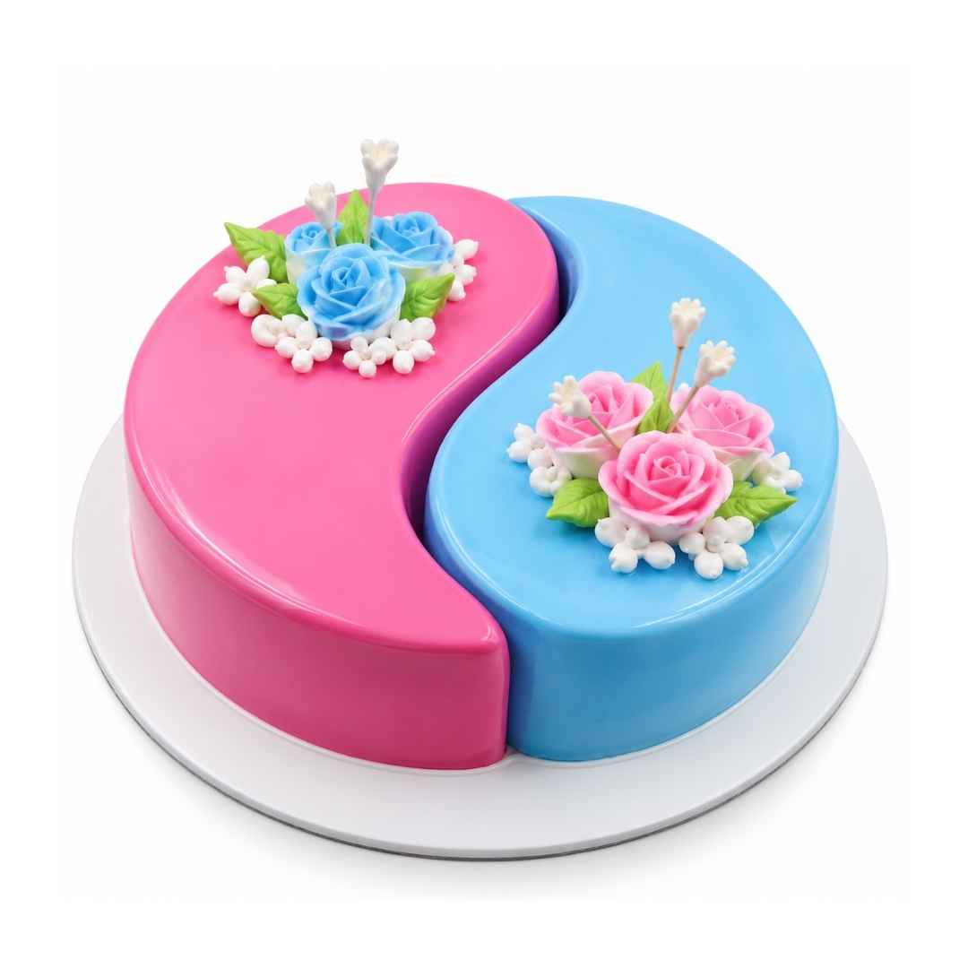 Yin Yang Floral Cake