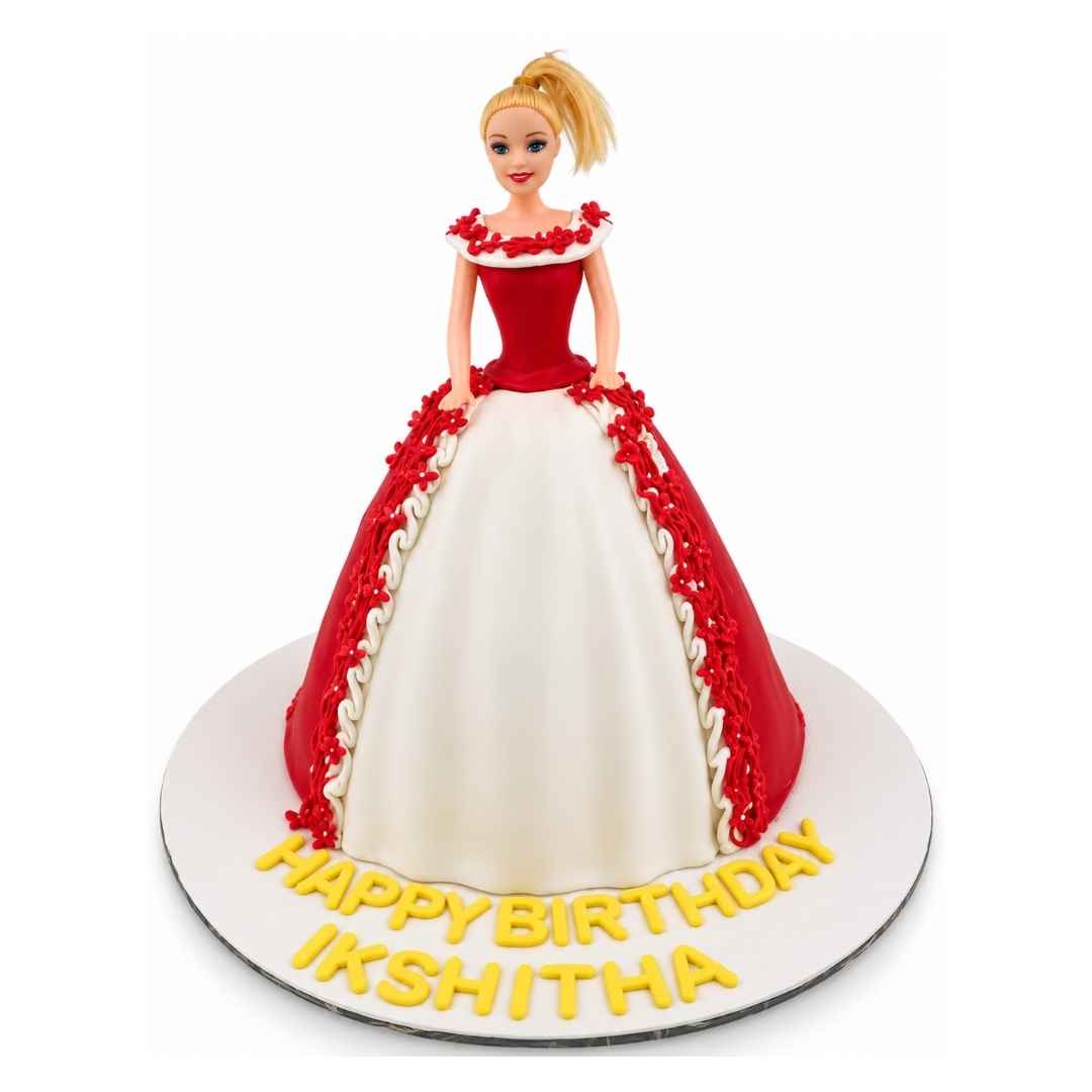 Red and White Doll Dress Cake